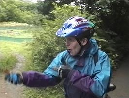 Julian demonstrates how easy it would be to shoot all the poor pheasants in this enclosure near South Hole, Welcombe, 1.8 miles from the hostel